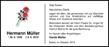 Traueranzeige von Hermann Müller von Nordwest-Zeitung