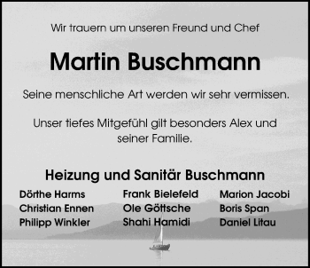 Traueranzeige von Martin Buschmann von Nordwest-Zeitung