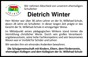 Traueranzeige von Dietrich Winter von Nordwest-Zeitung