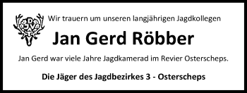 Traueranzeige von Jan Gerd Röbber von Nordwest-Zeitung