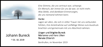 Traueranzeige von Johann Bureck von Nordwest-Zeitung