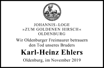 Traueranzeige von Karl-Heinz Ehlers von Nordwest-Zeitung