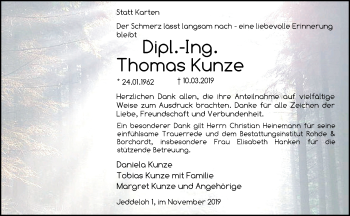 Traueranzeige von Thomas Kunze von Nordwest-Zeitung