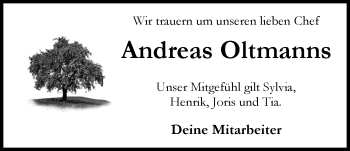 Traueranzeige von Andreas Oltmanns von Nordwest-Zeitung