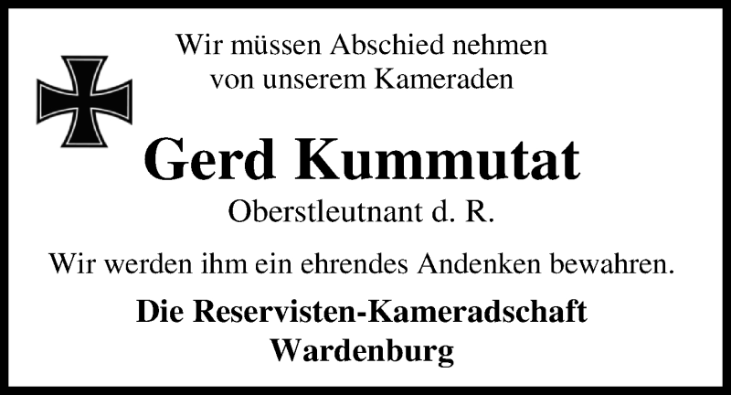  Traueranzeige für Gerd Kummutat vom 14.12.2019 aus Nordwest-Zeitung