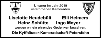 Traueranzeige von Heinz Schütte von Nordwest-Zeitung