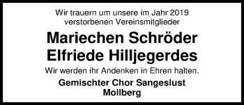 Traueranzeige von Mariechen Schröder von Nordwest-Zeitung