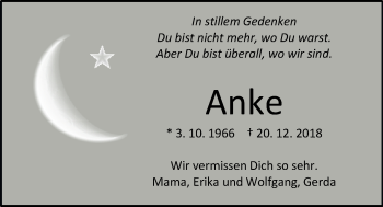 Traueranzeige von Anke  von Nordwest-Zeitung