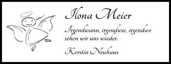 Traueranzeige von Ilona Meier von Nordwest-Zeitung