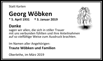 Traueranzeige von Georg Wöbken von Nordwest-Zeitung