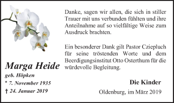 Traueranzeige von Marga Heide von Nordwest-Zeitung