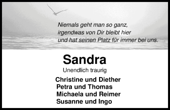 Traueranzeige von Sandra Weinert von Nordwest-Zeitung