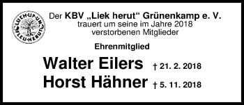 Traueranzeige von Walter Eilers von Nordwest-Zeitung