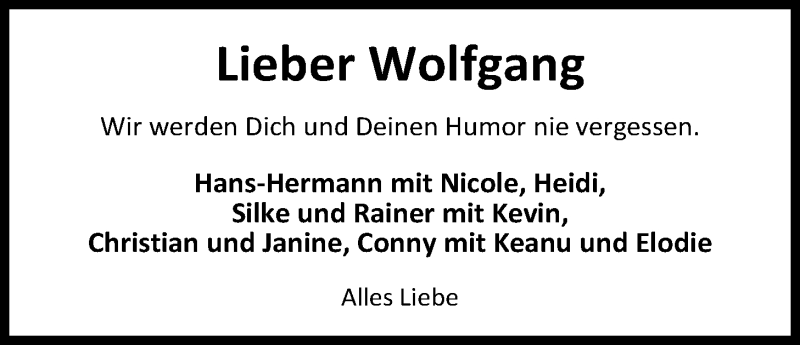 Traueranzeige für Wolfgang Carstens vom 04.03.2019 aus Nordwest-Zeitung
