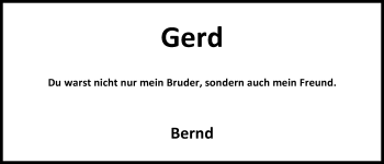 Traueranzeige von Gerd Hinrichs von Nordwest-Zeitung