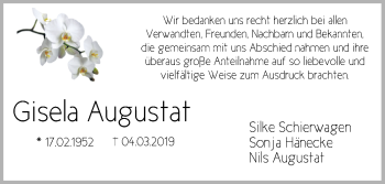 Traueranzeige von Gisela Augustat von Nordwest-Zeitung