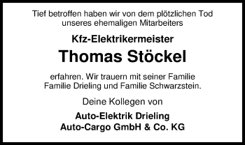 Traueranzeige von Thomas Stöckel von Nordwest-Zeitung