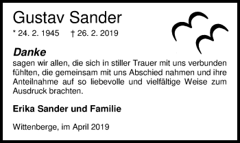 Traueranzeige von Gustav Sander von Nordwest-Zeitung