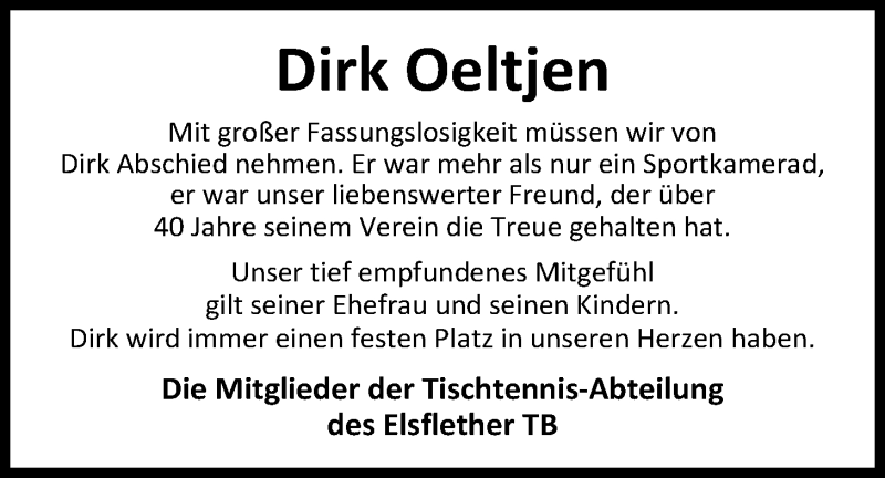  Traueranzeige für Dirk Oeltjen vom 18.06.2019 aus Nordwest-Zeitung