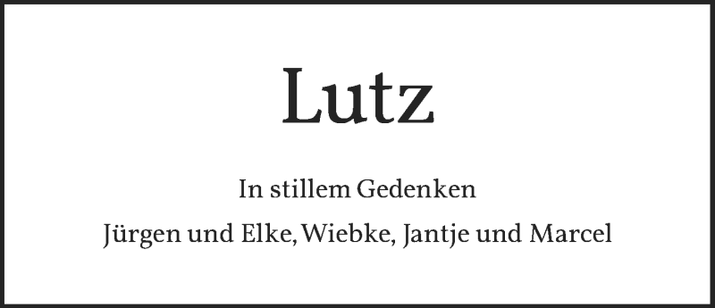 Traueranzeige für Lutz Hinsche vom 22.06.2019 aus Nordwest-Zeitung