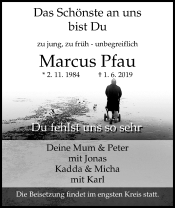 Traueranzeige von Marcus Pfau von Nordwest-Zeitung