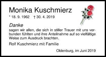 Traueranzeige von Monika Kuschmierz von Nordwest-Zeitung
