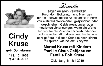Traueranzeige von Cindy Kruse von Nordwest-Zeitung