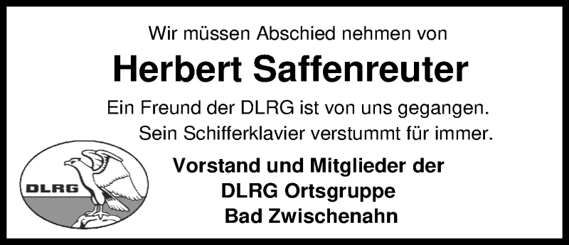  Traueranzeige für Herbert Saffenreuter vom 13.07.2019 aus Nordwest-Zeitung