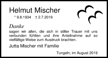 Traueranzeige von Helmut Mischer von Nordwest-Zeitung