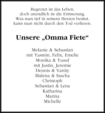 Traueranzeige von Hille Töpken von Nordwest-Zeitung