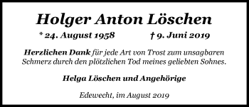 Traueranzeige von Holger Anton Löschen von Nordwest-Zeitung