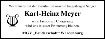 Traueranzeige von Karl-Heinz Meyer von Nordwest-Zeitung