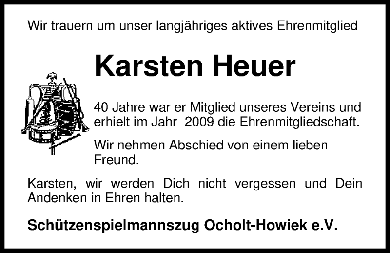  Traueranzeige für Karsten Heuer vom 05.08.2019 aus Nordwest-Zeitung
