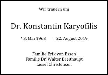 Traueranzeige von Dr. Konstantin Karyofilis von Nordwest-Zeitung