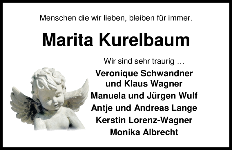  Traueranzeige für Marita Kurelbaum vom 17.08.2019 aus Nordwest Zeitung