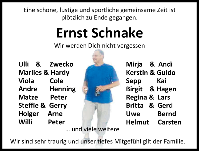  Traueranzeige für Ernst Schnake vom 07.09.2019 aus Nordwest-Zeitung