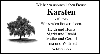 Traueranzeige von Karsten Klokow von Nordwest-Zeitung