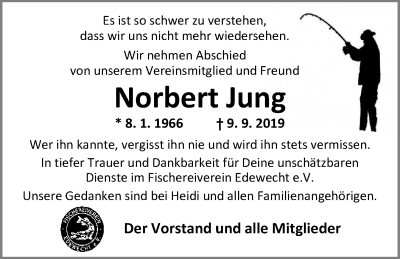  Traueranzeige für Norbert Jung vom 13.09.2019 aus Nordwest-Zeitung