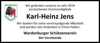 Traueranzeige von Karl-Heinz Jens von Nordwest-Zeitung