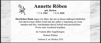 Traueranzeige von Annette Röben von Nordwest-Zeitung