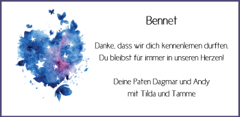 Traueranzeige von Bennet Menke von Nordwest-Zeitung