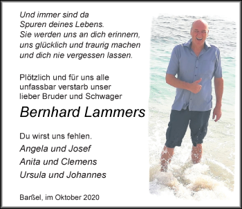 Traueranzeige von Bernhard Lammers von Nordwest-Zeitung