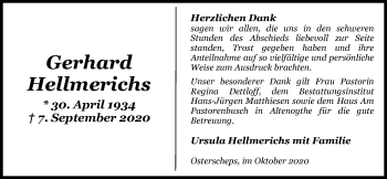 Traueranzeige von Gerhard Hellmerichs von Nordwest-Zeitung