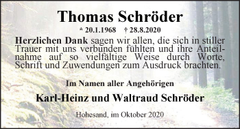 Traueranzeige von Thomas Schröder von Nordwest-Zeitung
