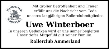Traueranzeige von Uwe Winterboer von Nordwest-Zeitung