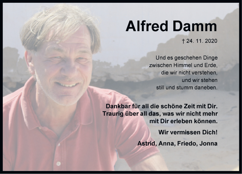 Traueranzeige für Alfred Damm vom 28.11.2020 aus Emder Zeitung