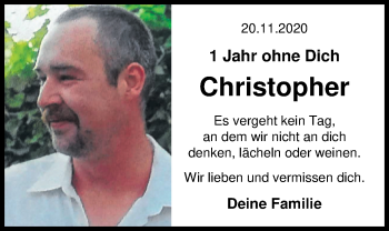 Traueranzeige von Christopher Brandt von Nordwest-Zeitung