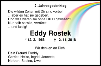 Traueranzeige von Eddy Rostek von Nordwest-Zeitung