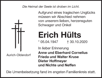 Traueranzeige von Erich Hülts von Emder Zeitung