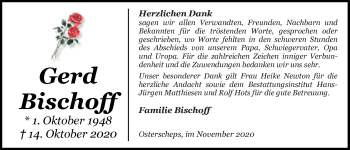 Traueranzeige von Gerd Bischoff von Nordwest-Zeitung